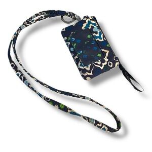 Vera Bradley Zip ID Card Case Lanyard – Ink Blue